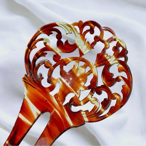 🌺Vintage Celluloid Tortoise Shell Hair Comb - Picture 4 of 11